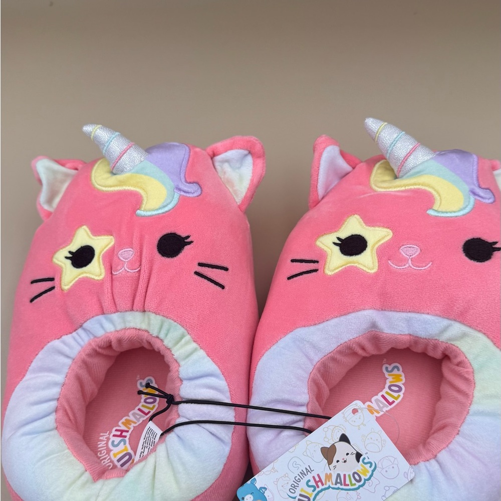 New Squishmallows  Sienna the Pink Caticorn Kids slippers